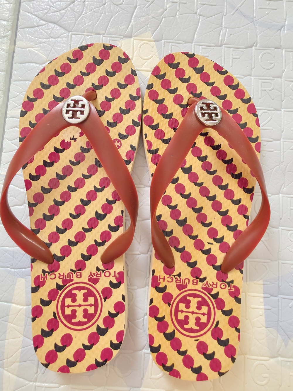 Tory Burch Red Logo Flip Flop Sandals